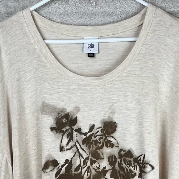 Cabi Airbrush Floral Rose Top Large Oversized Very Soft Stretchy Long Sleeve - Picture 3 of 15